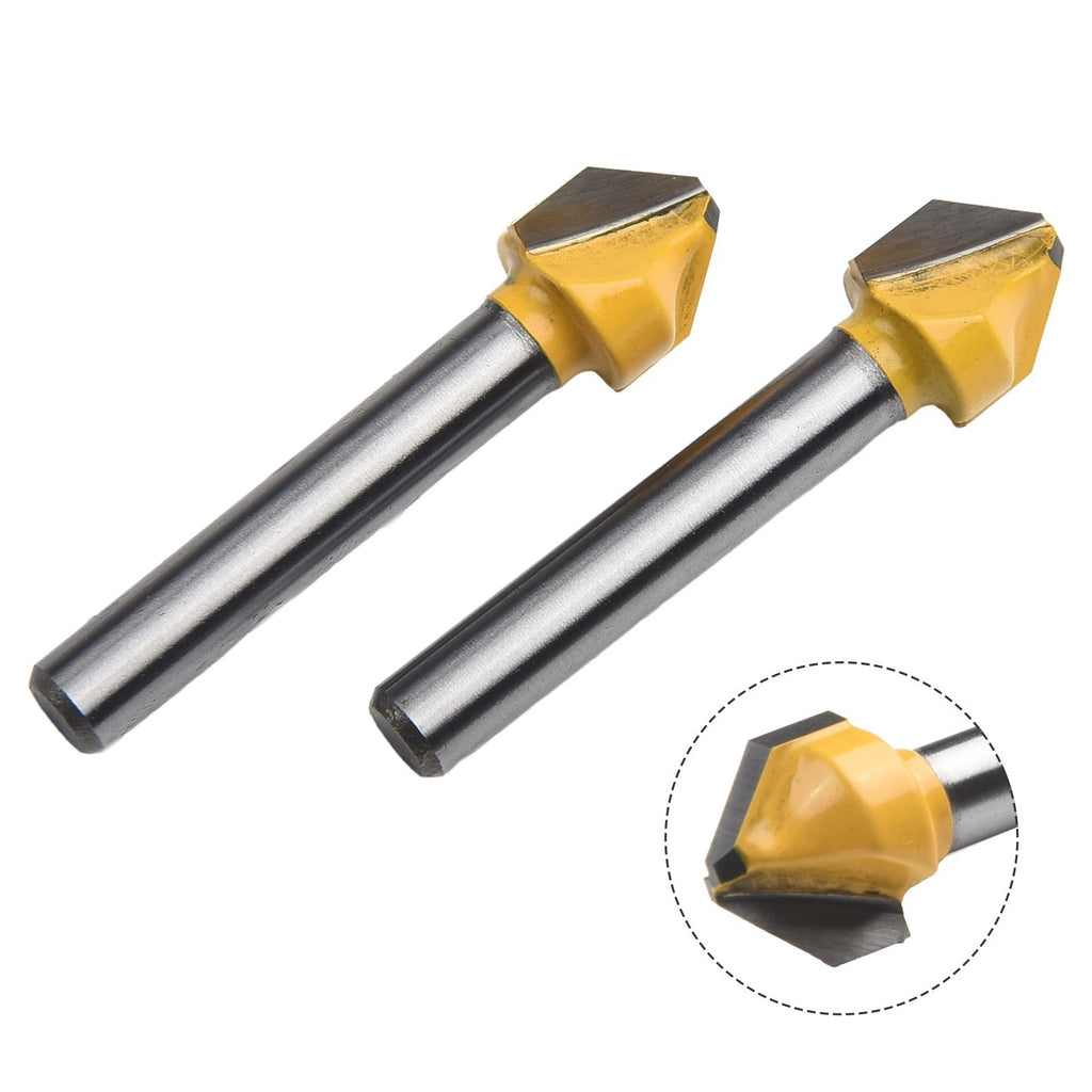 2pcs 90 Degree V-Shaped Router Bit for Woodworking Engraving Milling