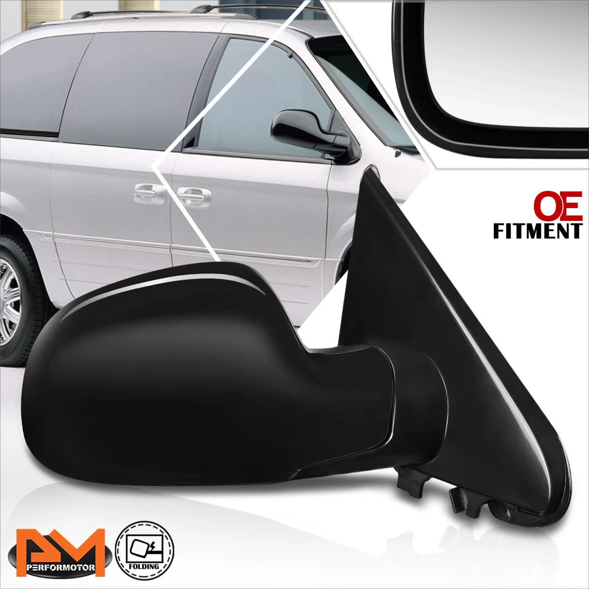 OE Style Manual Side Rear View Door Mirror Right for Caravan/Grand Voyager (1996–2000)