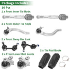 10 x Front Suspension Kit Tie Rod Ends & Sway Bar Links for Honda Civic (2006-2011)