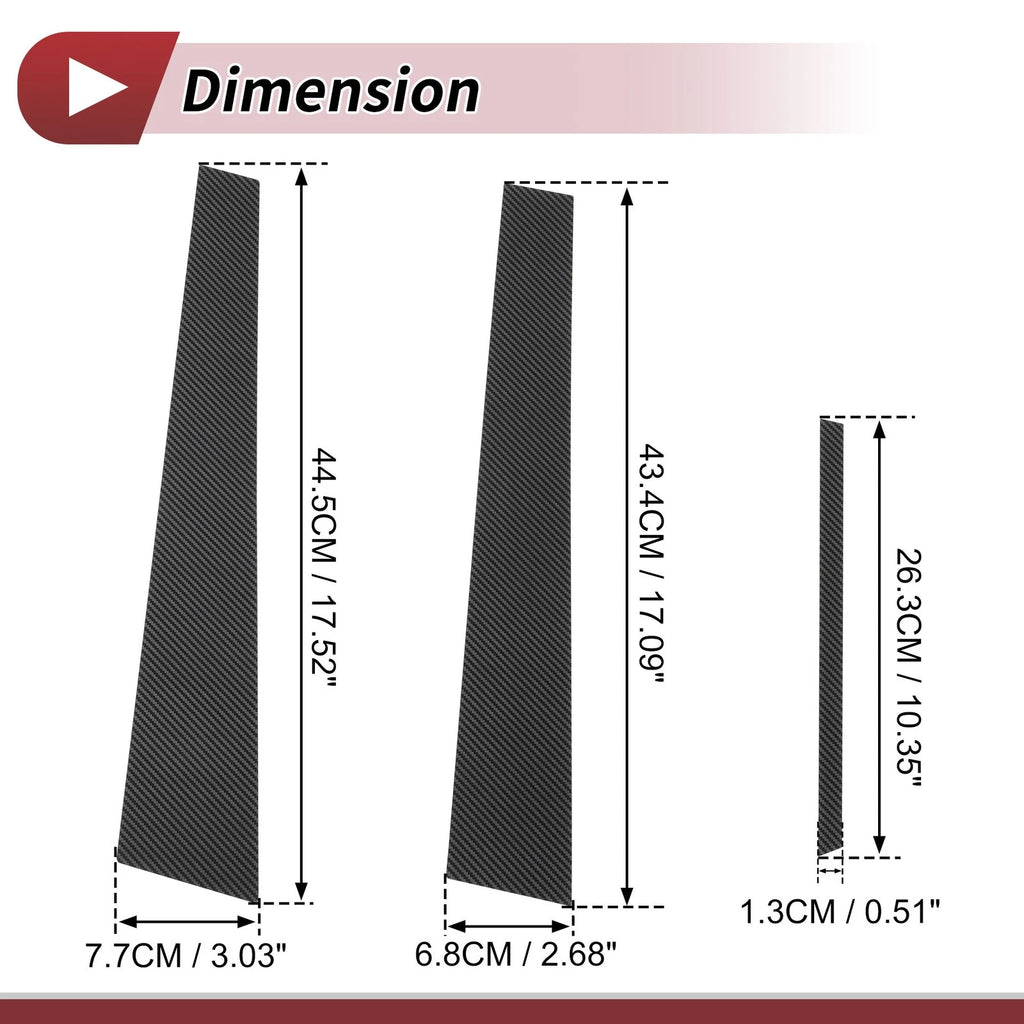 Set of 6 Door Pillar Window Trim for Lexus ES (1997–2001) Carbon Fiber Black