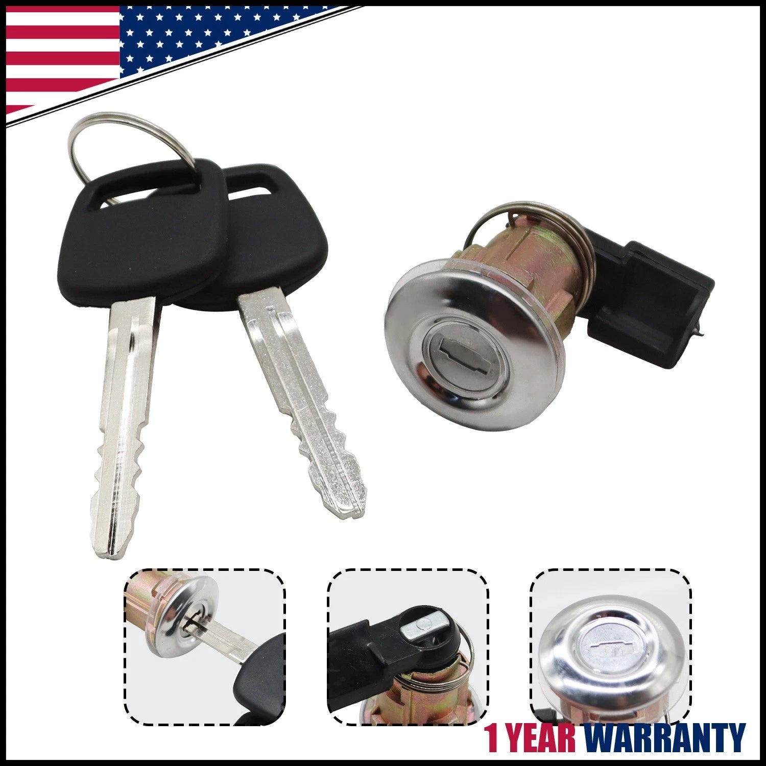 Gas Fuel Door Lock Cylinder & Keys for Toyota Tacoma (1995–2004), Tundra (2000–2003)