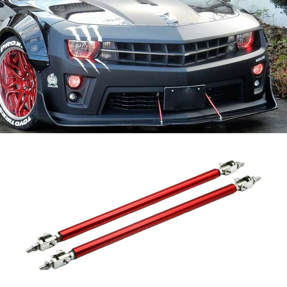 Red Adjust Lip Bumper Front Splitter Strut Tie Rod Support Bars for BMW (2008–2011)