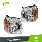 Set of 2 Halogen Chrome Headlights for GMC Yukon Denali XL1500 2500 (2007–2014)