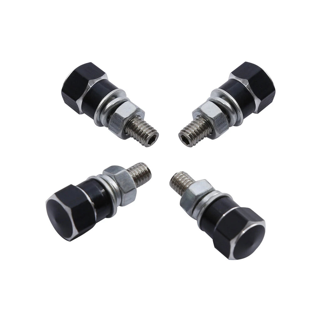 Set of 4 Aluminum Black & Silver Hex License Plate Frame Bolts for Harley Honda