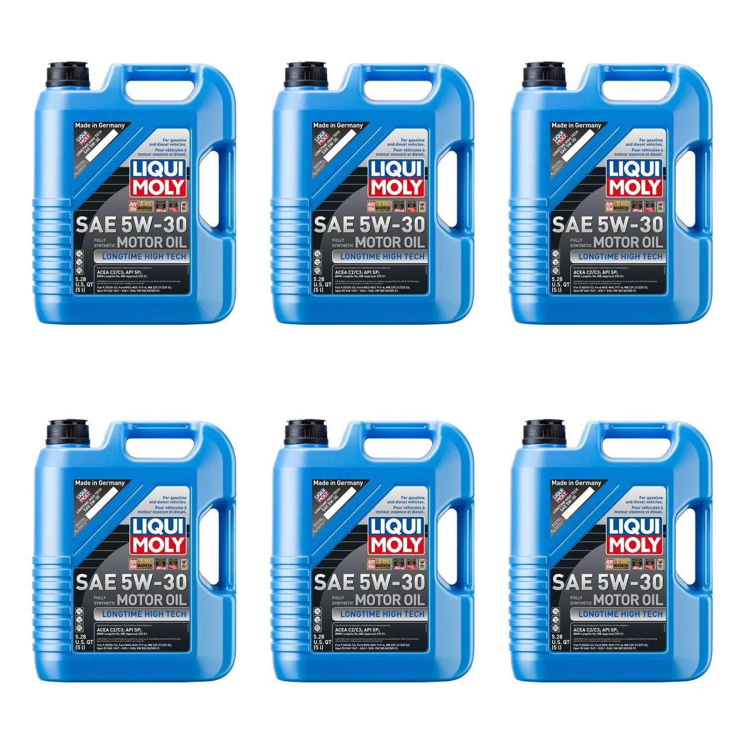 Set of 6 Liqui Moly 5W-30 Longtime High Tech Engine Motor Oil (30L)