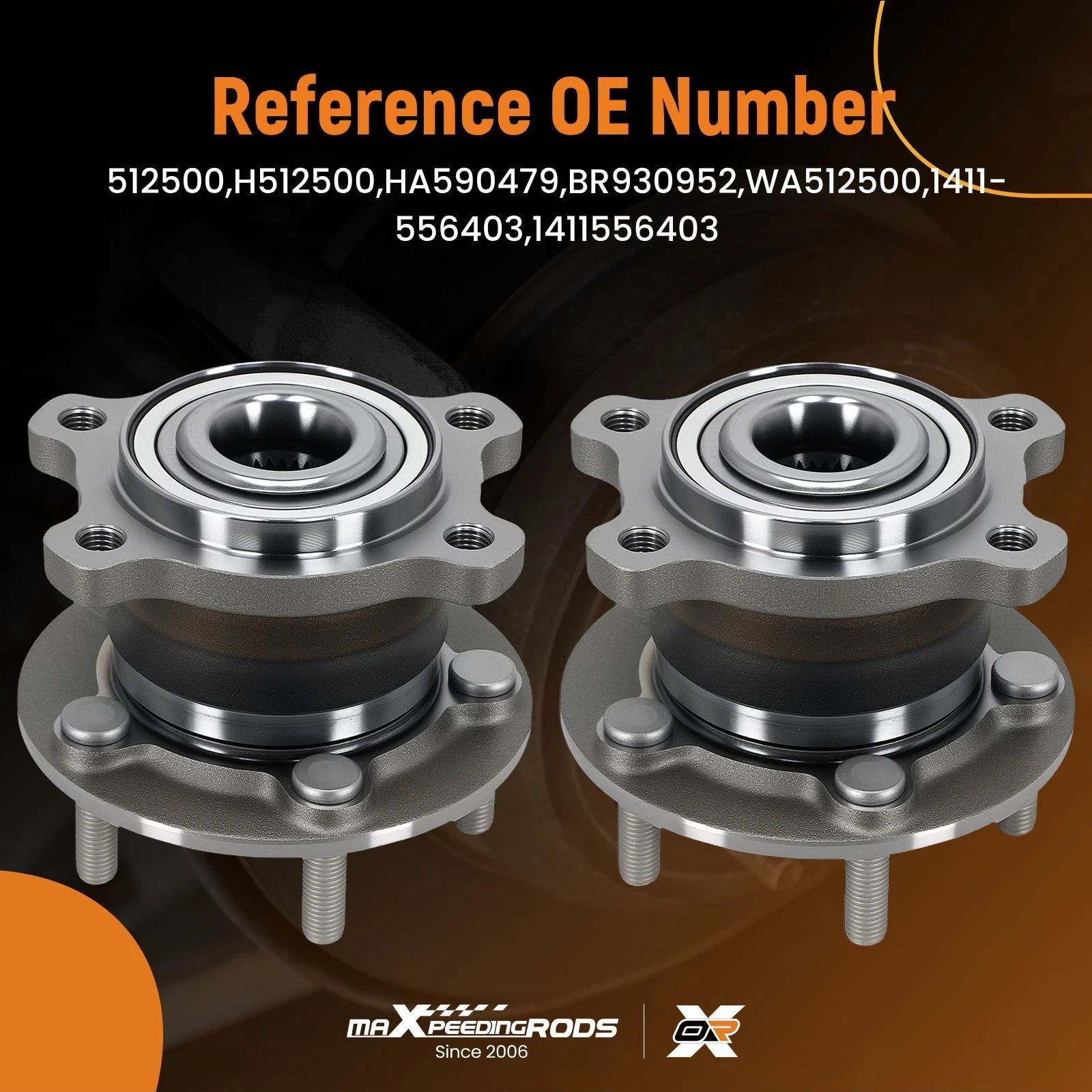 2X Rear Wheel Hub Bearing Assembly for Ford Escape AWD (2013–2019) 512500