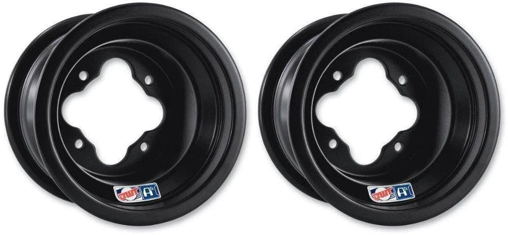 2X DWT Black A5 ATV Rear Wheel Rims 9" 9x8 4/115 for Yamaha YFZ450 Raptor 700 Banshee
