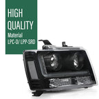 Clear Black LED DRL Headlights for Chevy Avalanche Tahoe Suburban (2007–2014)