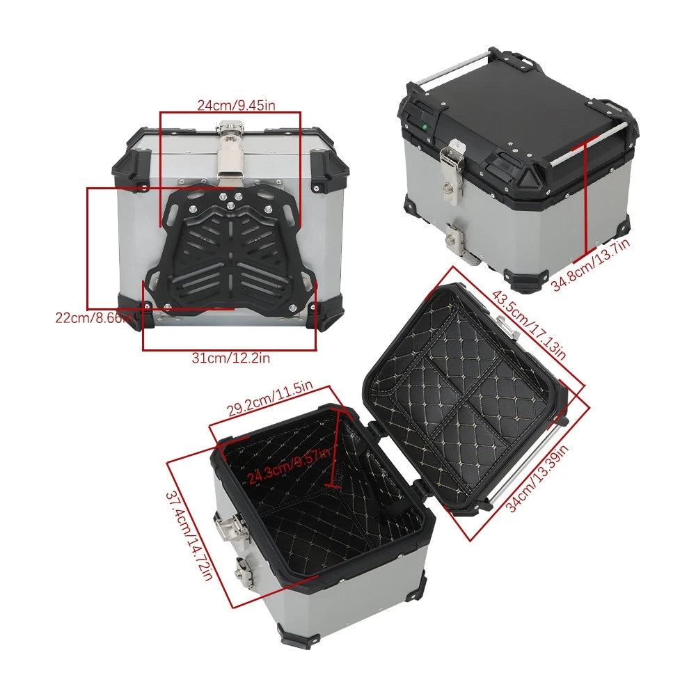 45L Waterproof Silver Motorcycle Tail Box for Scooter