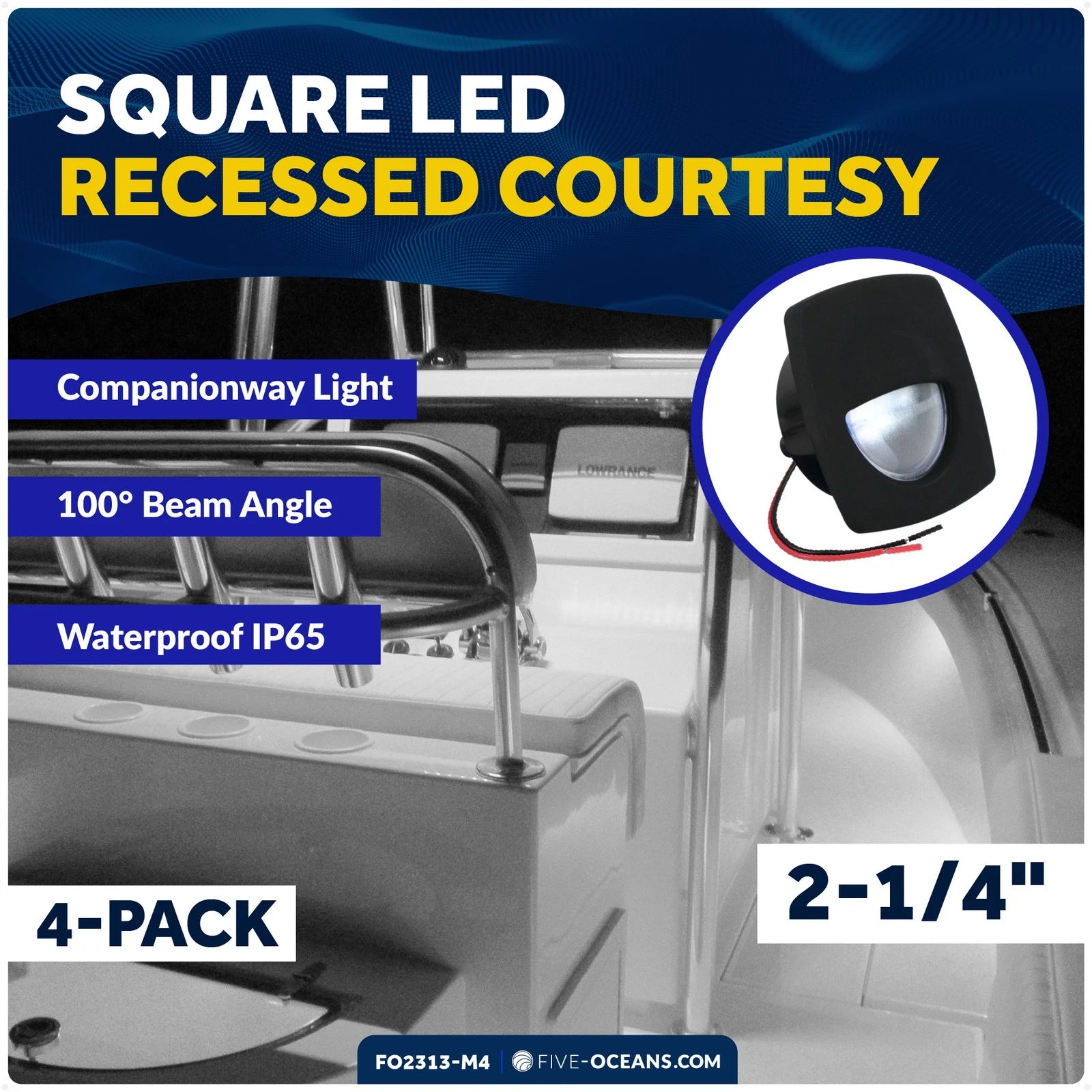 2X 2-1/4-Inch Square Companion Light for - Cool White LED, Black Housing
