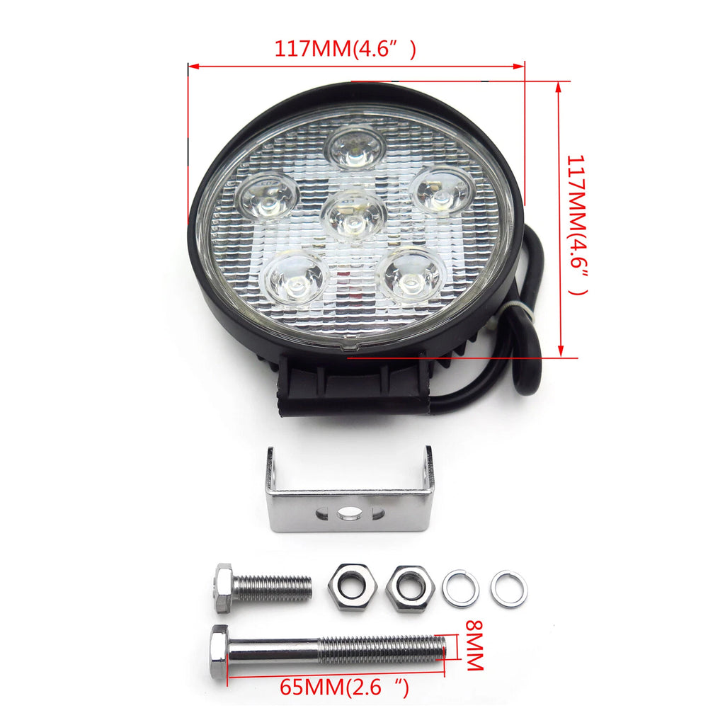 18W Round Spot Beam LED Off Road Light for Universal SUV Car (12V 24V)