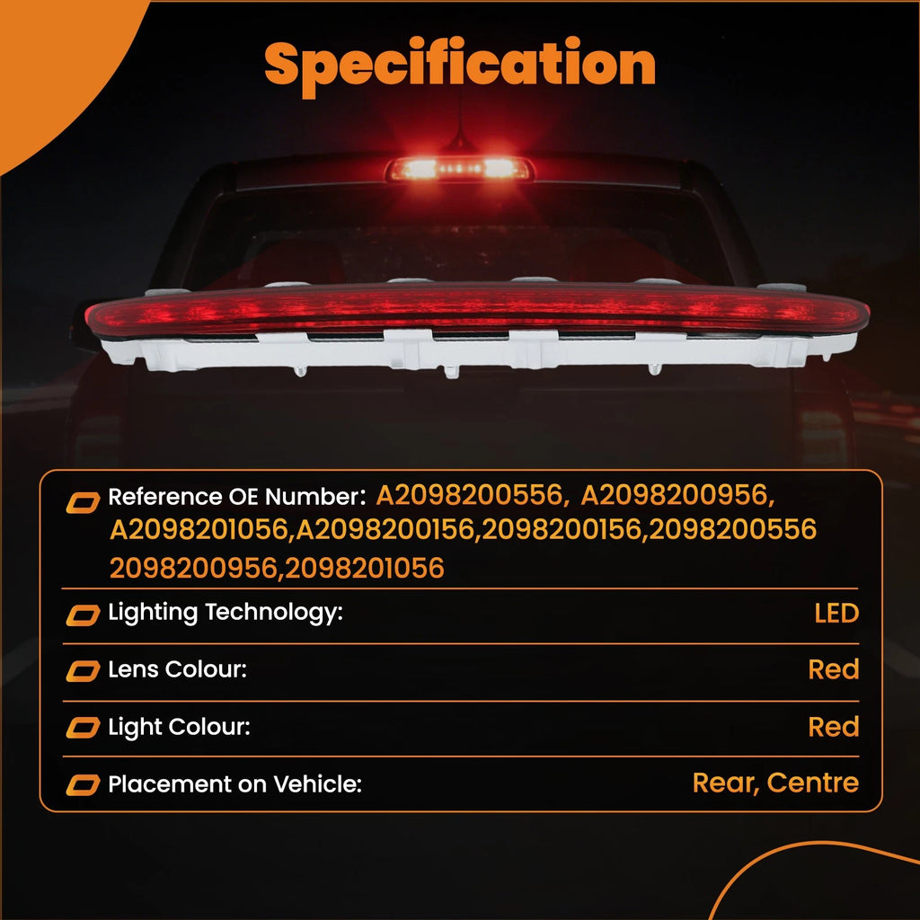 Rear LED High Mount Brake Stop Light for Mercedes CLK W209 (2002–2009) A2098200556