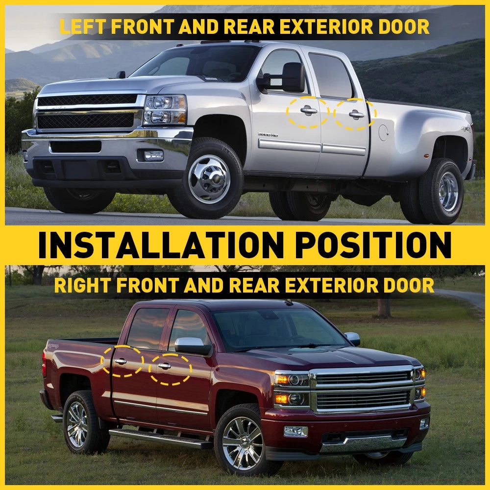 Set of 4 Exterior Door Handles for Chevrolet Silverado 1500 (2007–2013) Chrome