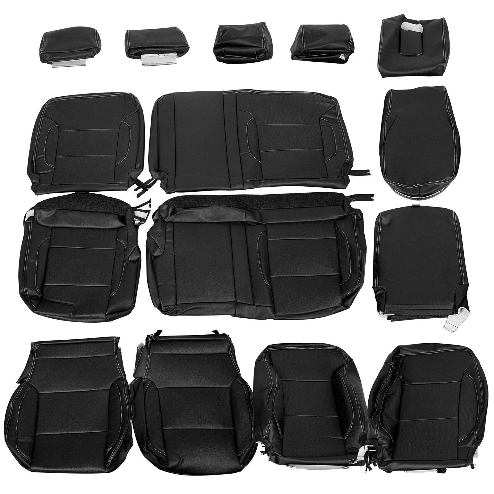 Set of 2 Black Complete Seat Covers for Chevrolet Silverado LT (2014–2018)