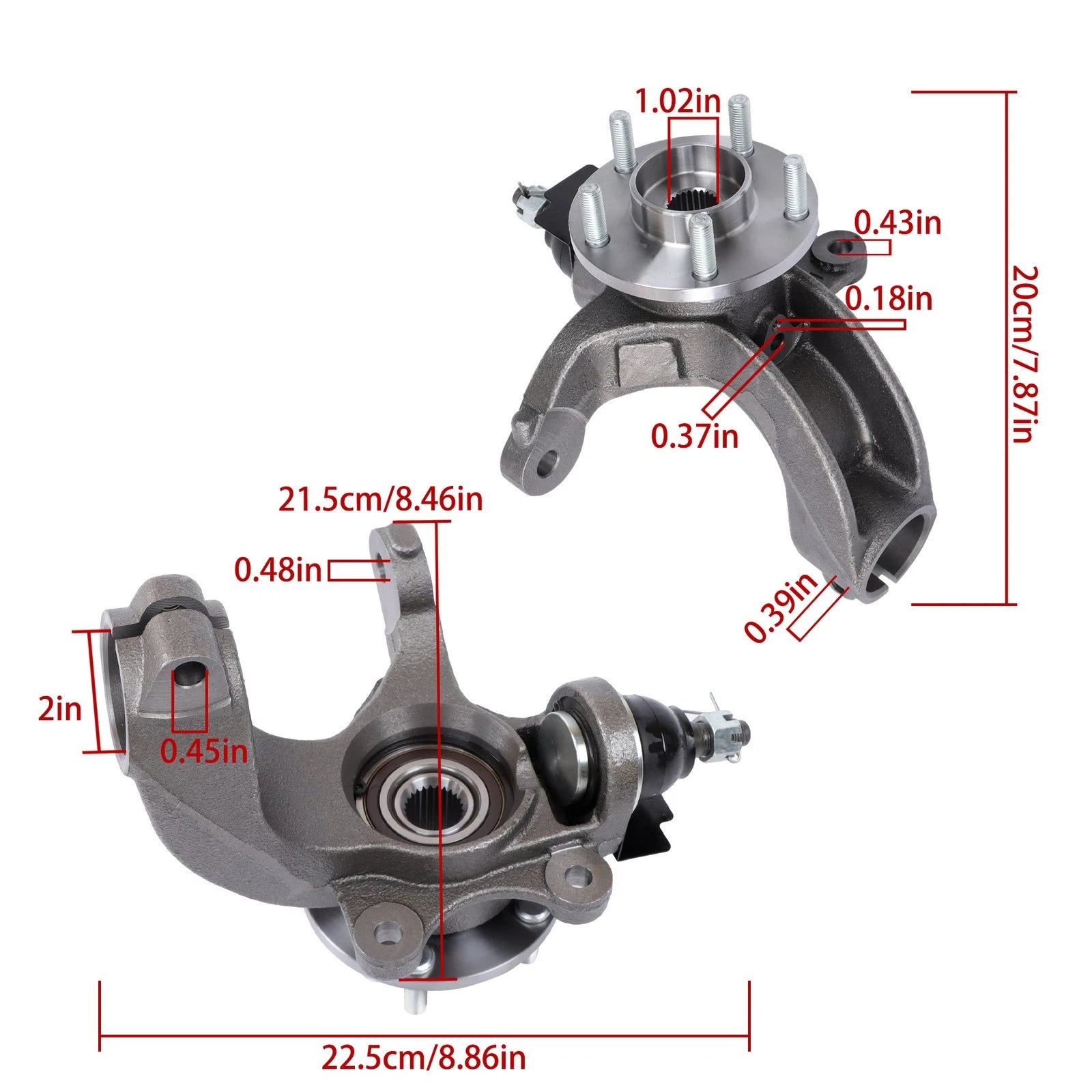2X Front Steering Knuckle Wheel Hub Bearings for Ford Transit Connect (2010-2013)
