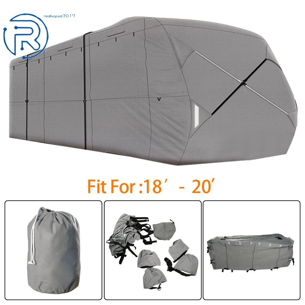RV Cover for Travel Trailer 18'-20' (Anti-UV, Gray)