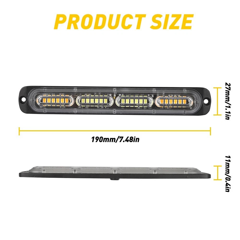 4X LED Amber/White Strobe Kit Warning Light for Car Truck (V)