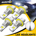 Set of 4 H13 9008 LED Headlight Bulbs for High Low Beam (6500K)