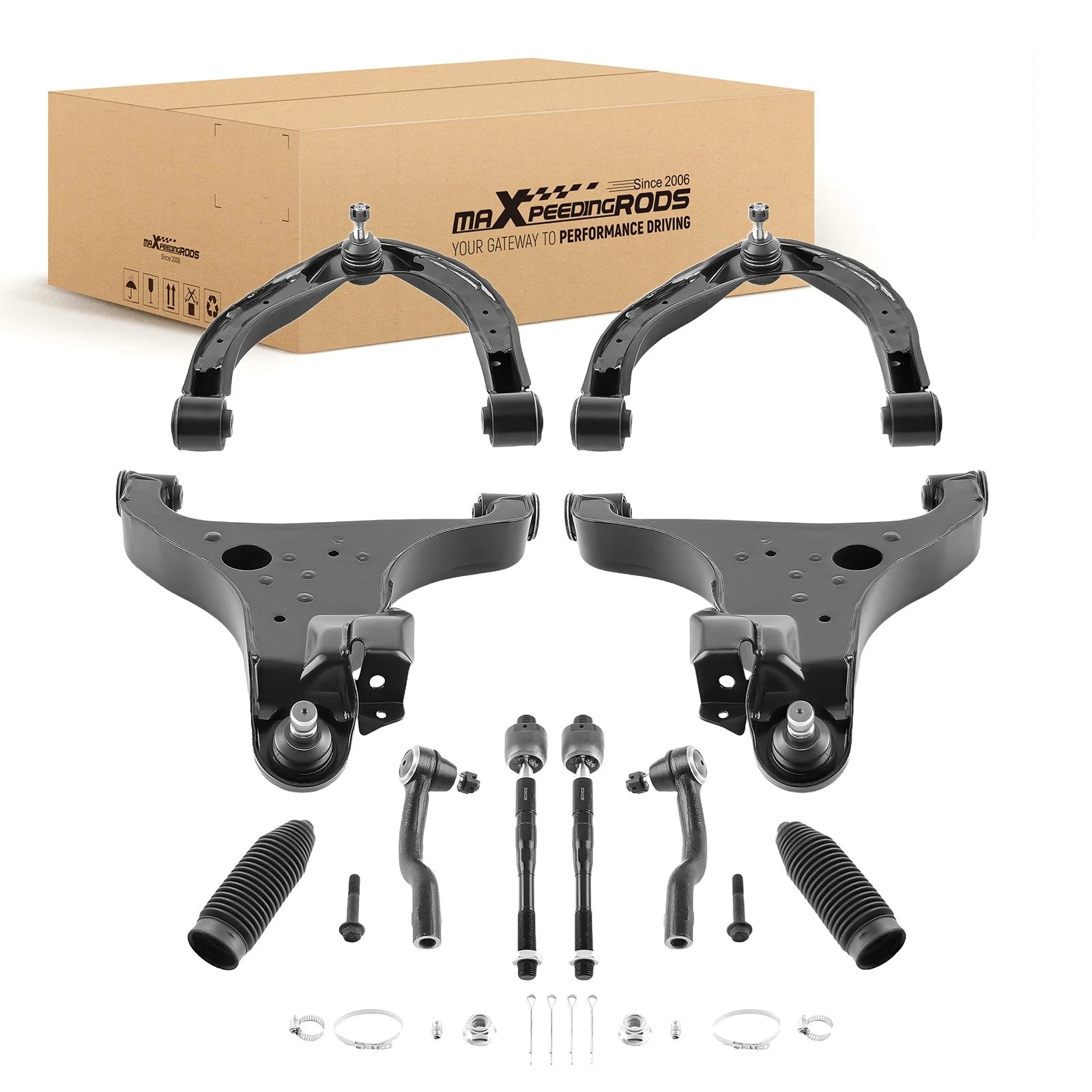 Front Upper Lower Control Arm w/ Ball Joint Tie Rod End For Nissan Armada Titan