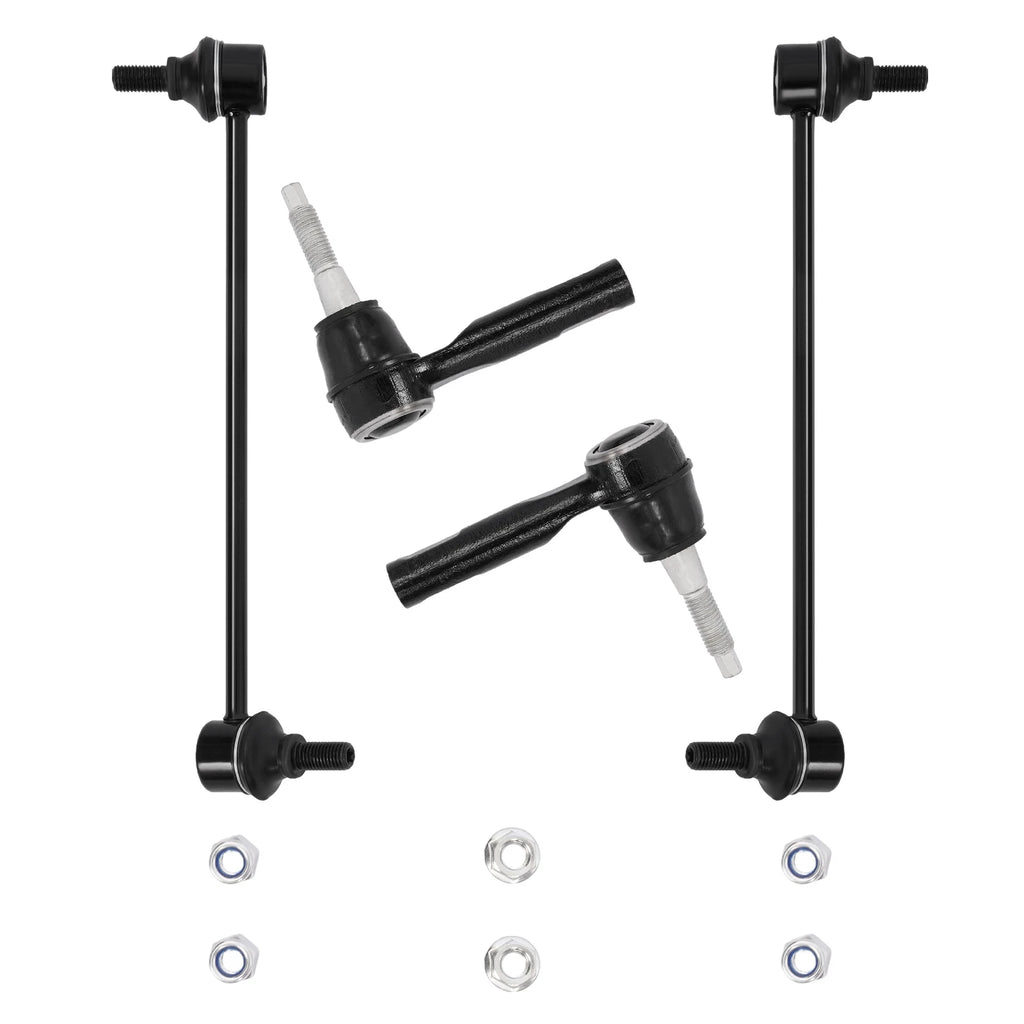 4PC Front Stabilizer Sway Bar End Link & Outer Tie Rod End Kit for Chevy Equinox (2010–2017)
