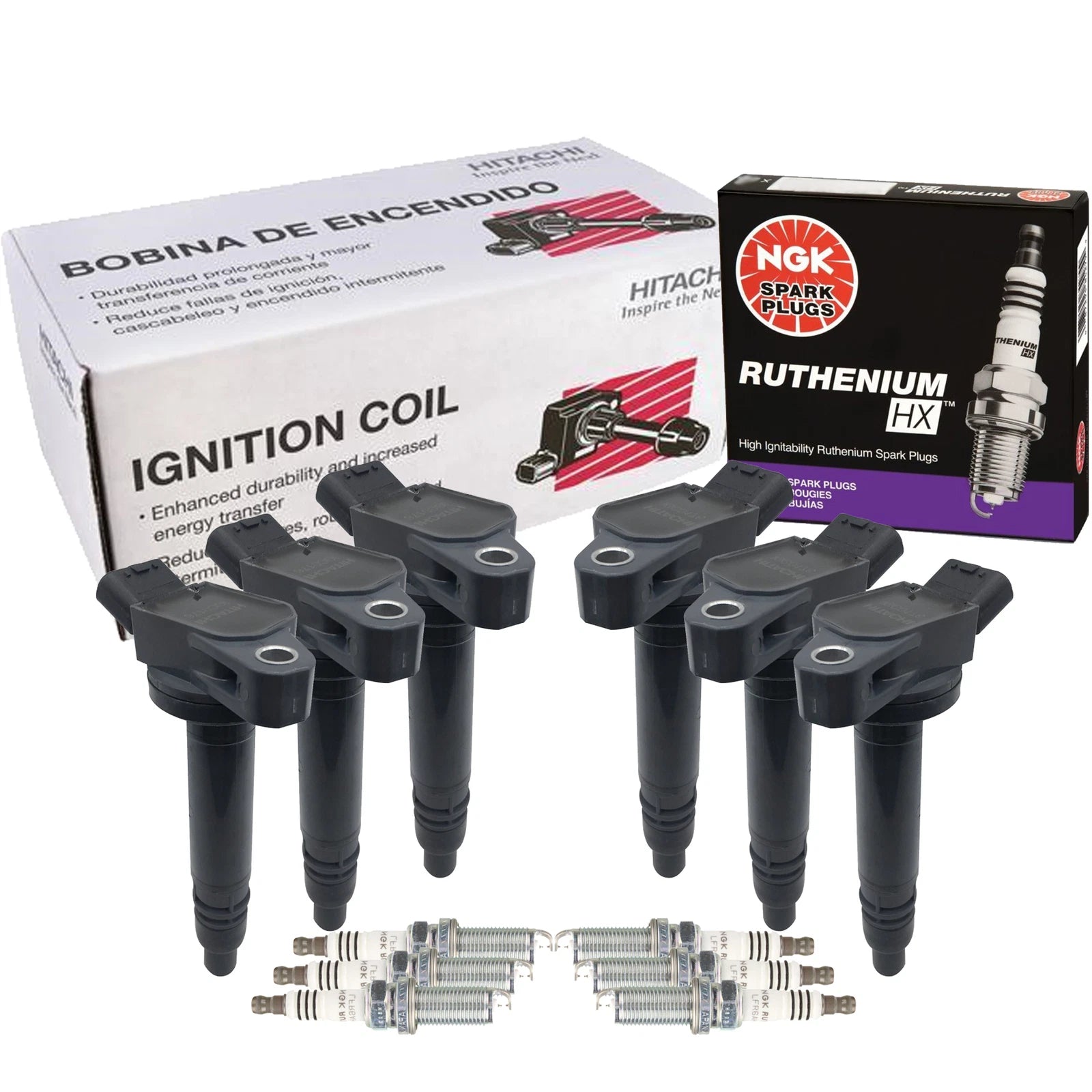 Set of 6 Ignition Coils & 6 NGK Ruthenium HX Spark Plugs for Lexus Toyota