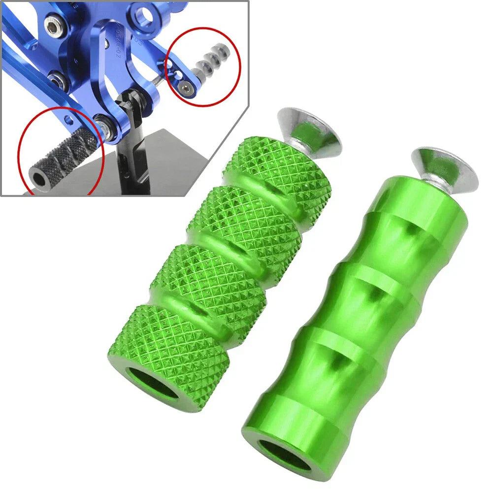 6mm Foot Peg Gear Shift Brake Lever Toe Peg Pedal for Universal Motorcycle Green
