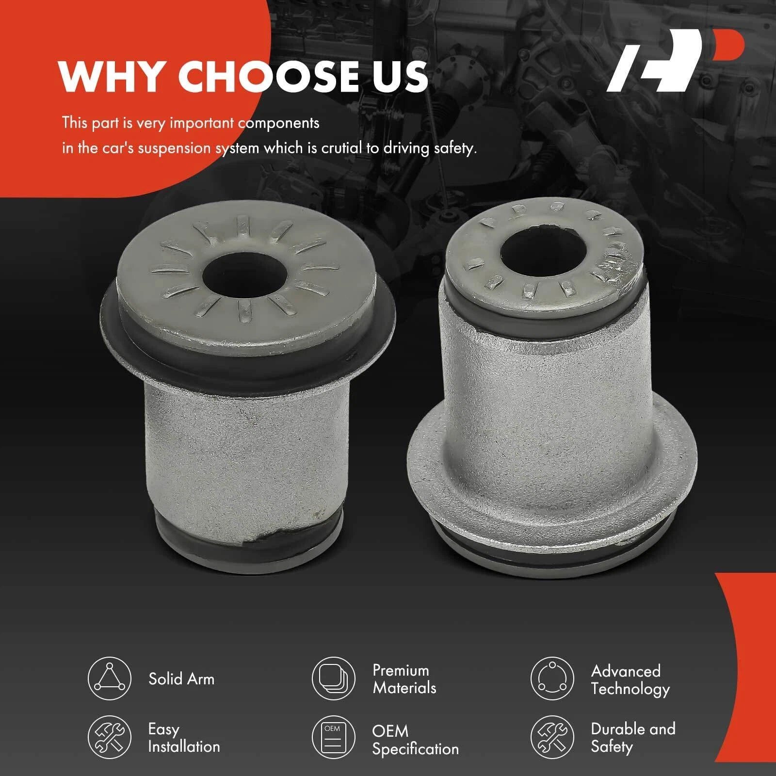 2X Front Upper Suspension Control Arm Bushing Kit for Lincoln Town Car (1990-2011)