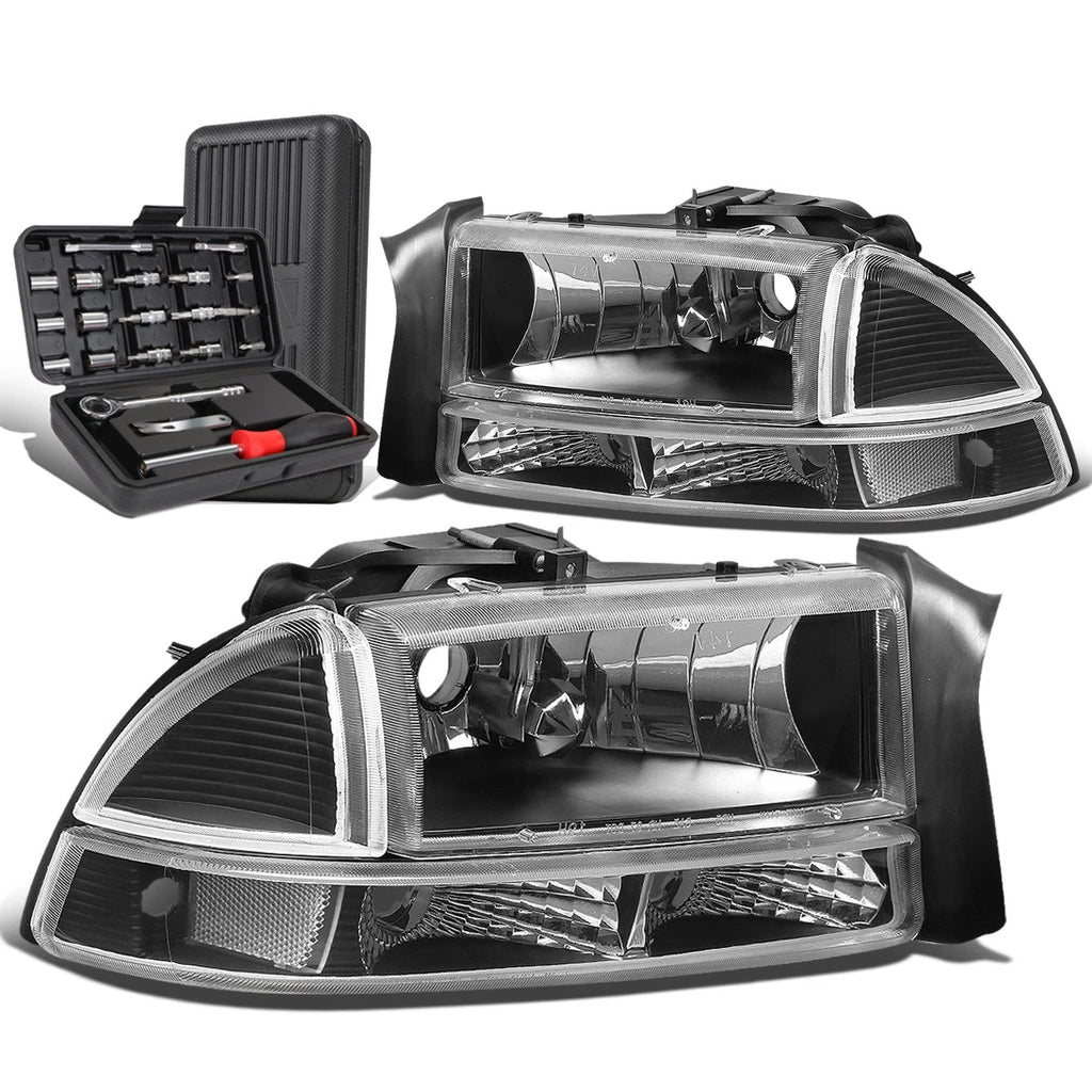 Pair of Black Headlights for Dakota Durango (1997–2004)
