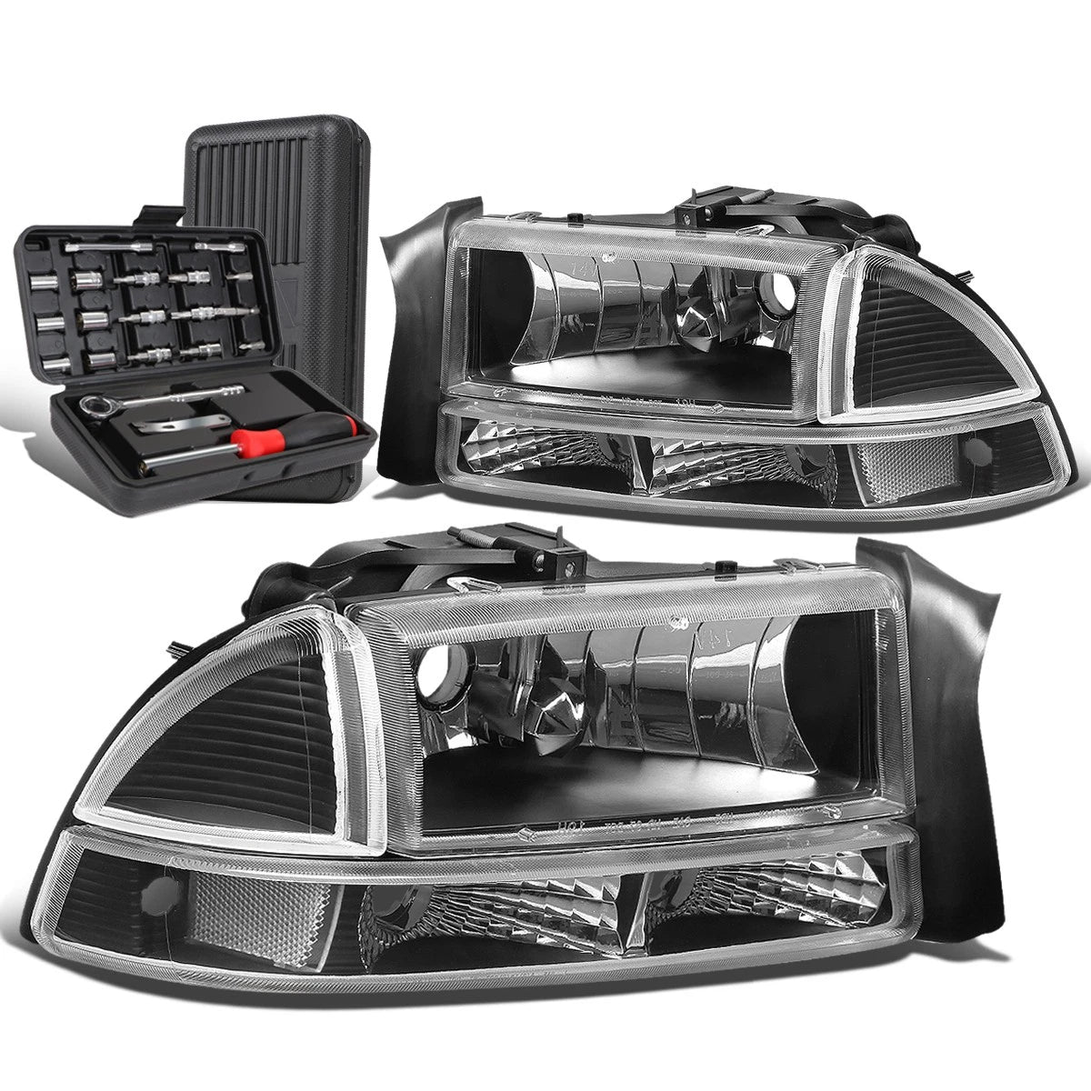 Pair of Black Headlights for Dakota Durango (1997–2004)