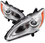 Pair Halogen Headlights for Chrysler 200 (2011–2014) with Bulb Chrome