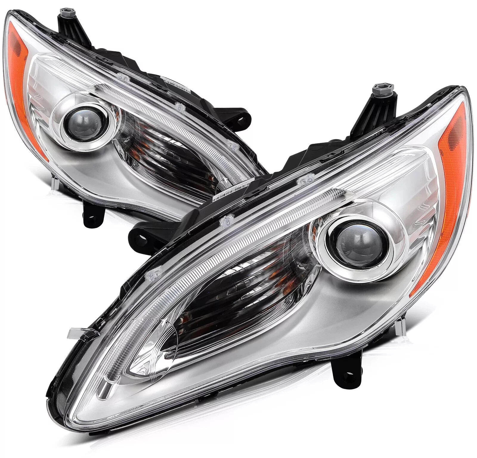 Pair Halogen Headlights for Chrysler 200 (2011–2014) with Bulb Chrome