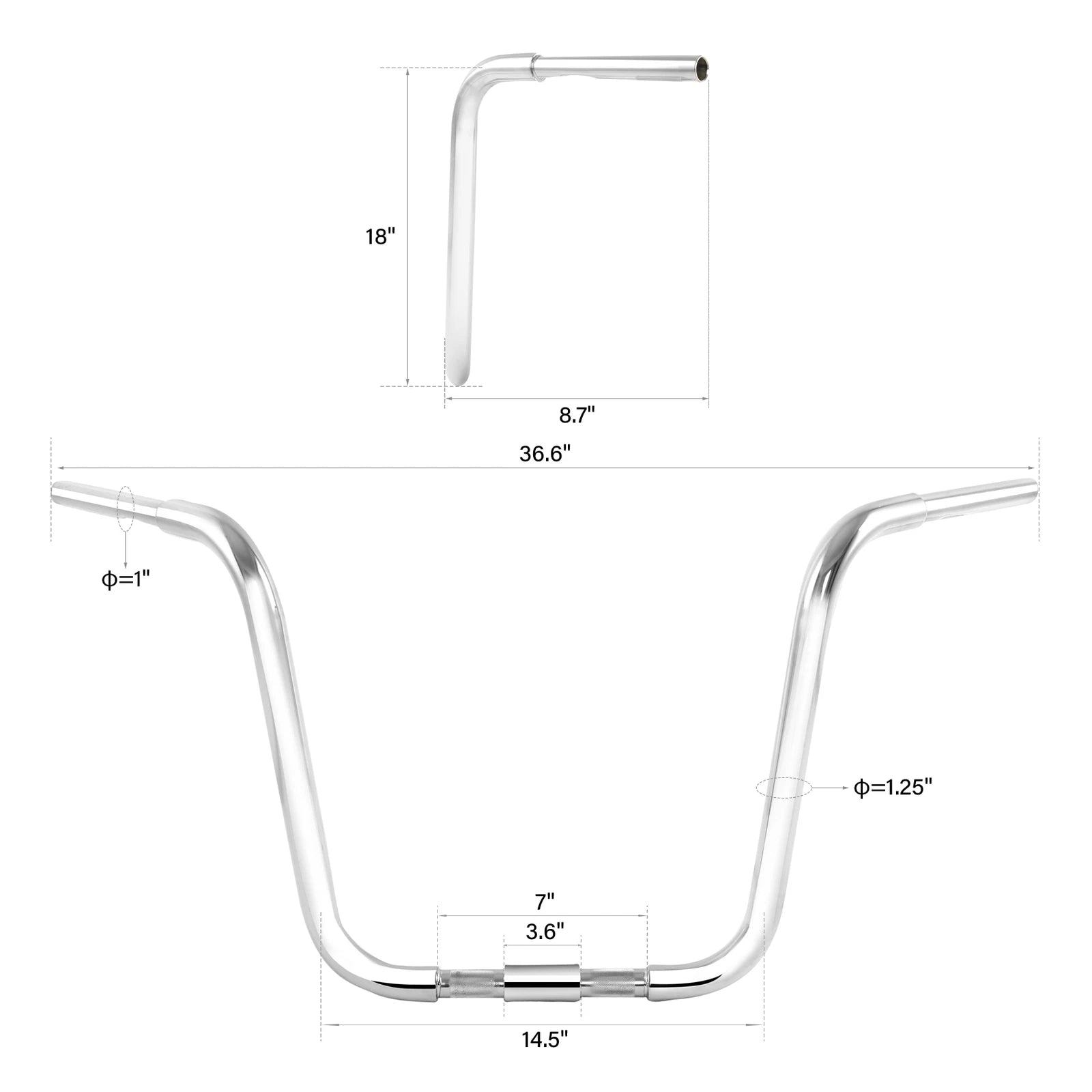 1.25" Fat 18" Rise Ape Hanger Handlebars for Harley Softail Springer (1989–2023)