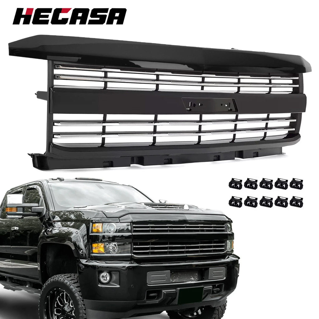 Factory Style Grille for Silverado 2500 HD 3500 HD (2015–2019) Black Painted