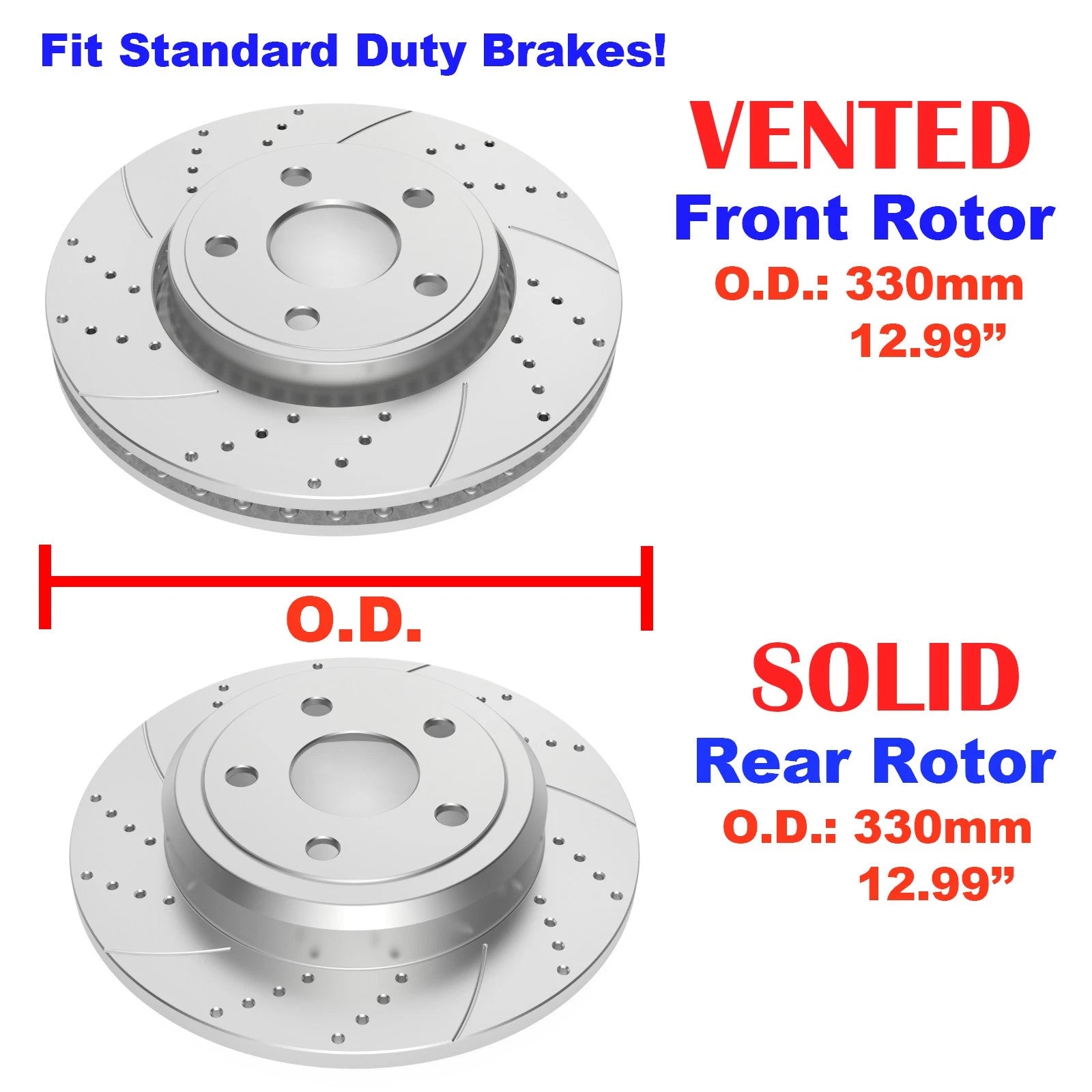 330mm Front Rear Rotor Brake Pad for Dodge Durango Grand Cherokee (2011-2018)