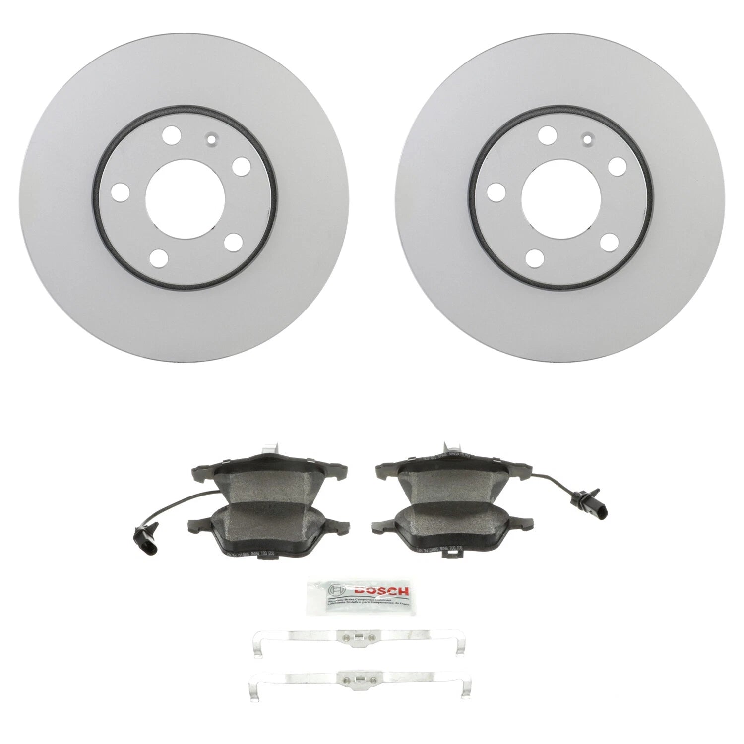Bosch Front Vented Rotors & Semi-Met Disc Brake Pad Kit for Audi A4