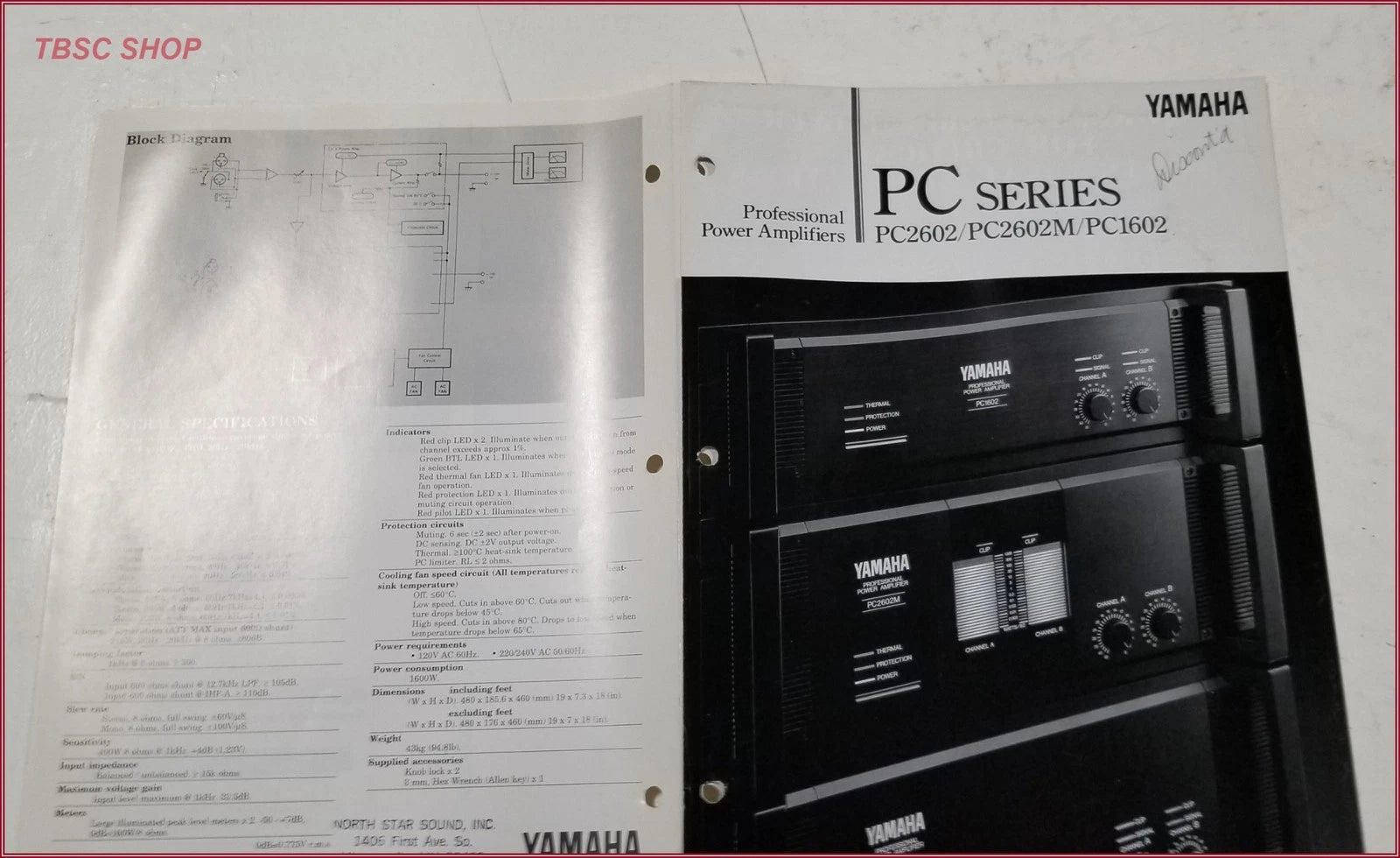 Yamaha PC2602 PC2602M PC1602 Power Amplifiers Sales Brochure