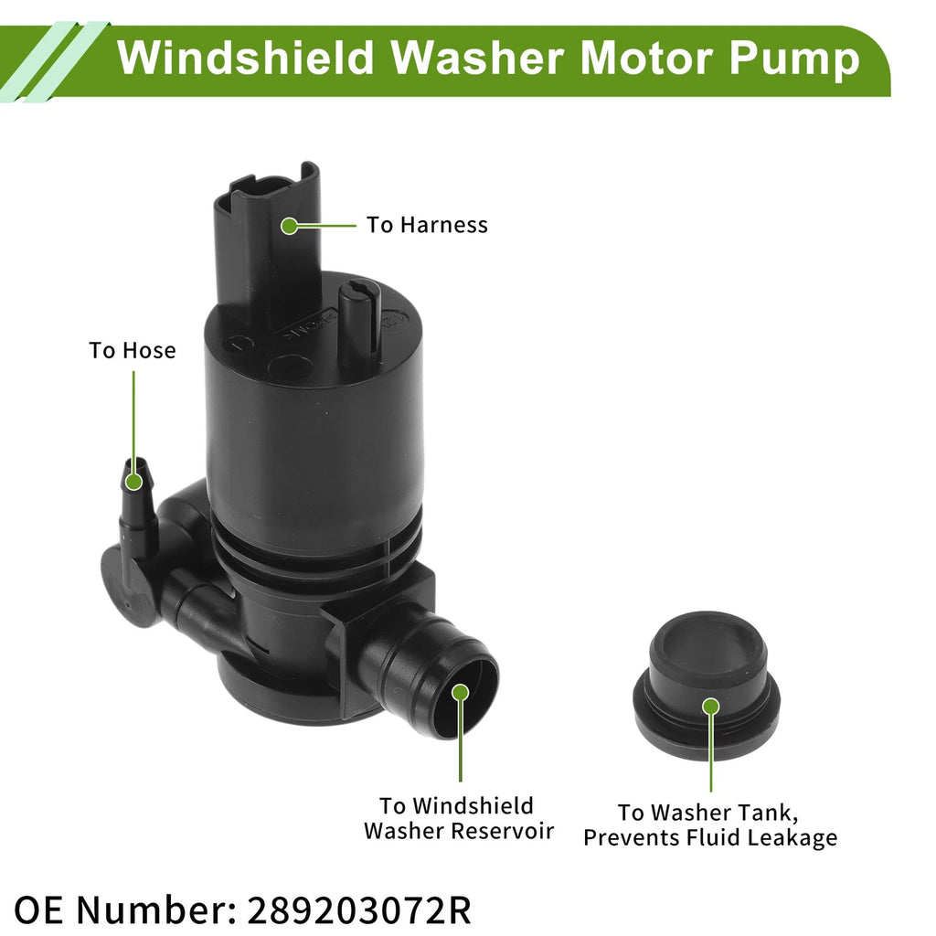 Windshield Washer Pump w/Grommet for Nissan Rogue (2014–2020)