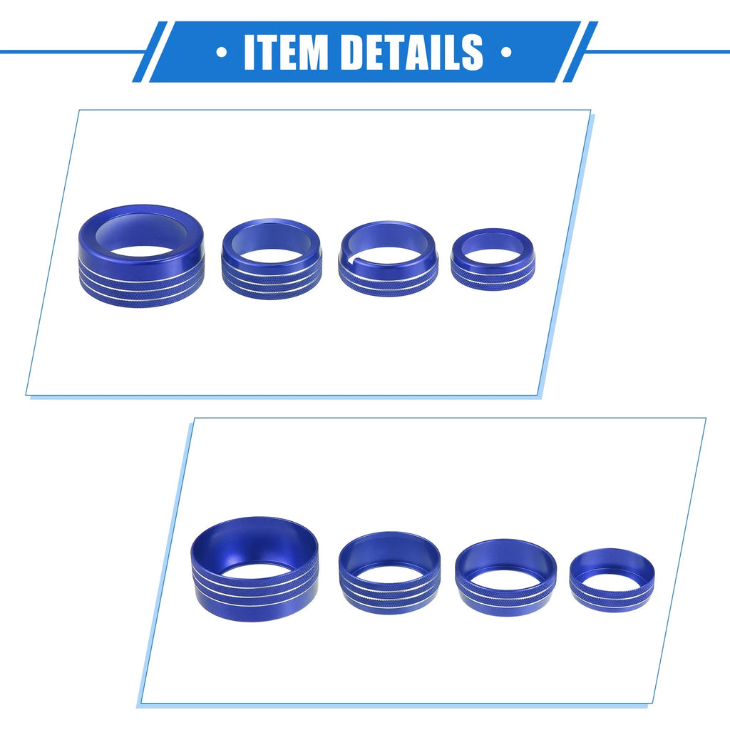 5 Pcs AC Climate Control Knob Ring for Chrysler 300, Dodge Challenger (2005–2023) Blue