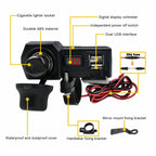 USB Power Charger with Voltmeter for Motorcycle (Waterproof)