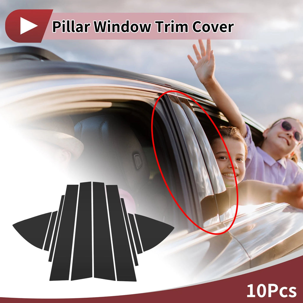 10 Pcs Door Pillar Window Trim for Toyota Vios (2014–2023) Black