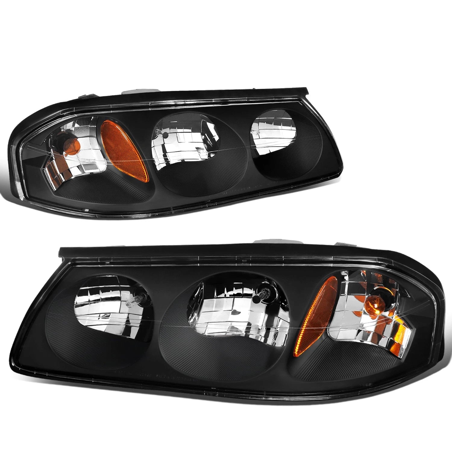 Set of 4 Black Housing Clear Headlight, Amber Corner, LED Fog Light for Impala (2000–2005)