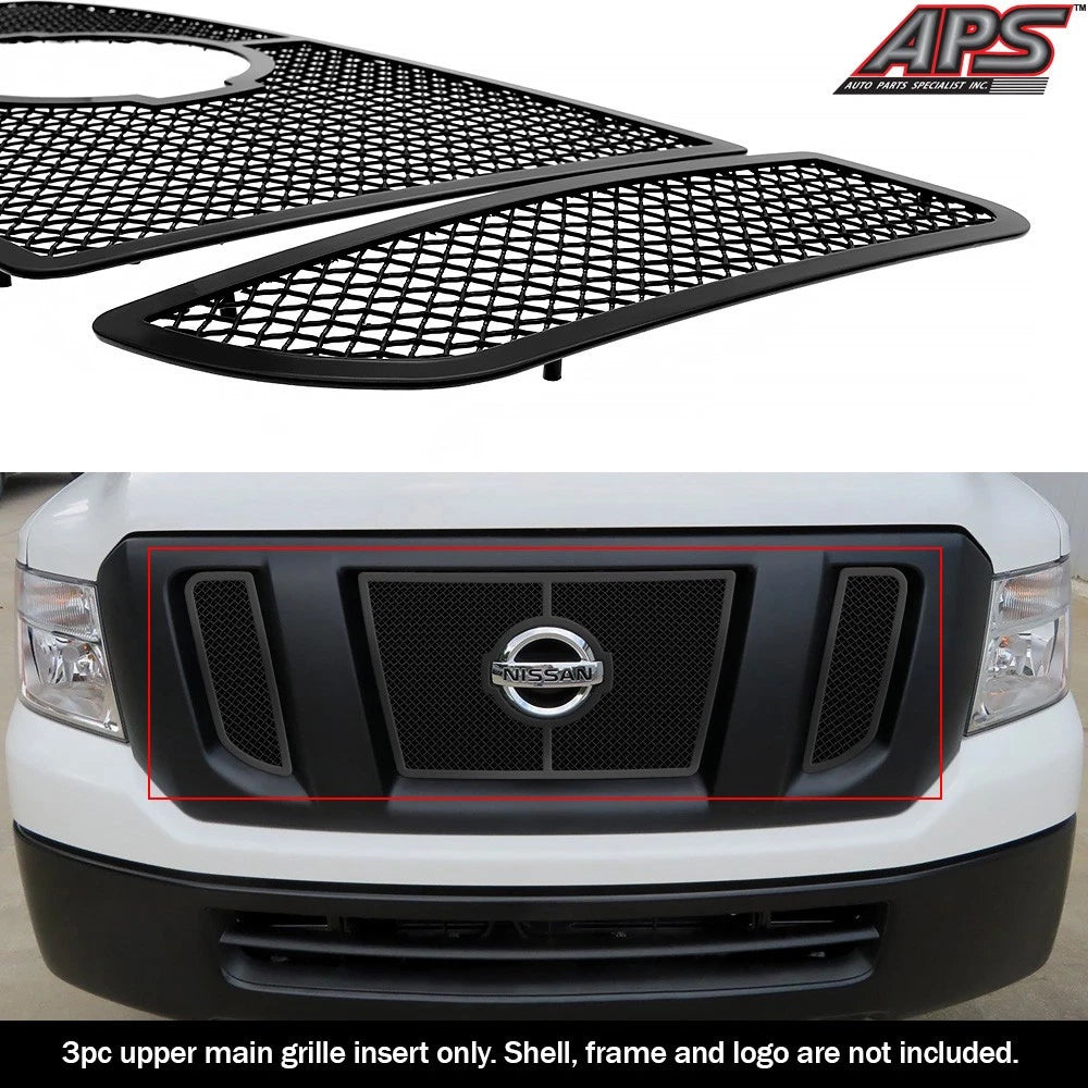 Stainless Black Mesh Grille Insert for Nissan NV 2500/3500 (2012-2019)