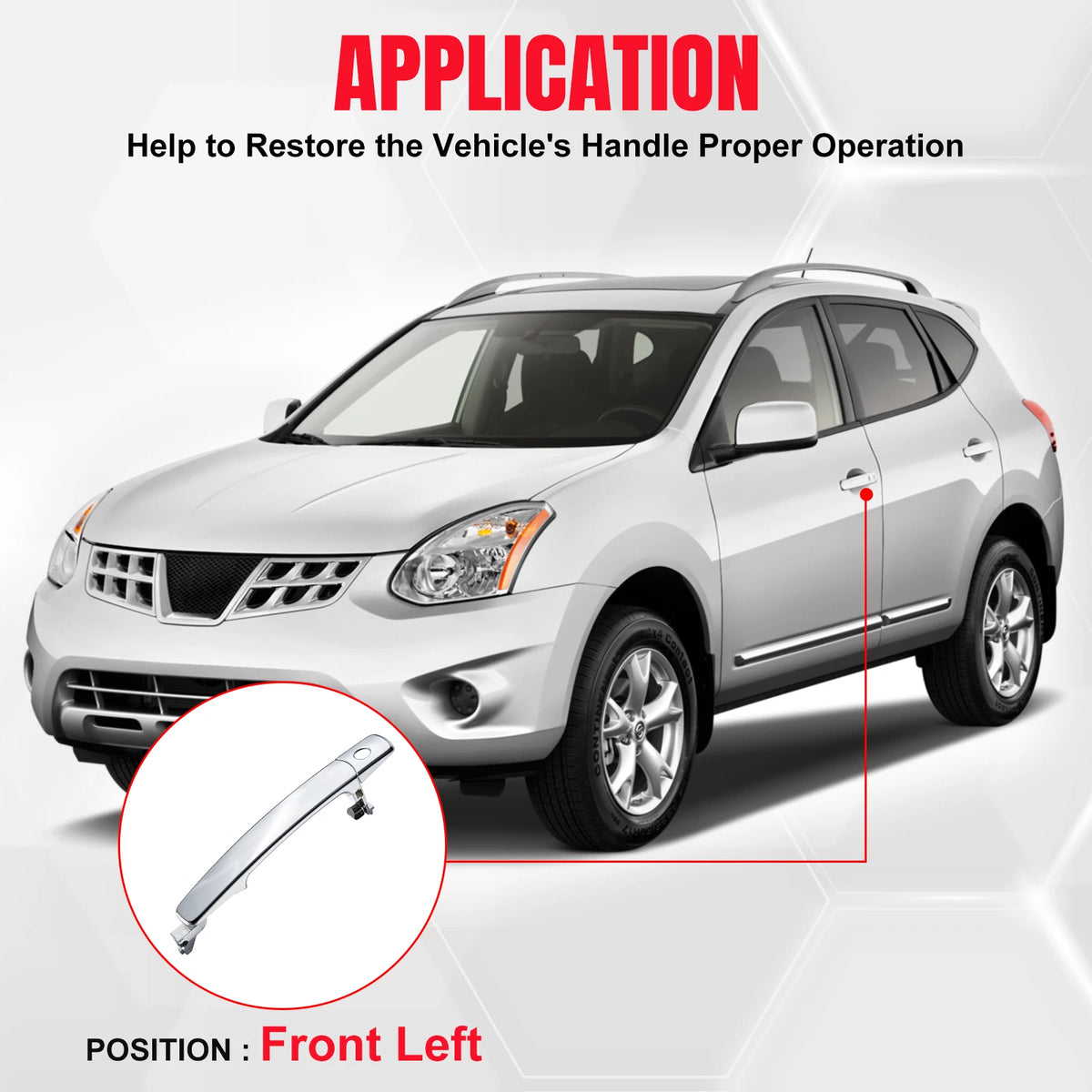 Front Left Outside Chrome Door Handle for Nissan Rogue (2008–2012)