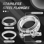 2.25 Inch V-Band Clamp & Flange Kit for Custom Exhaust Pipe (Universal)