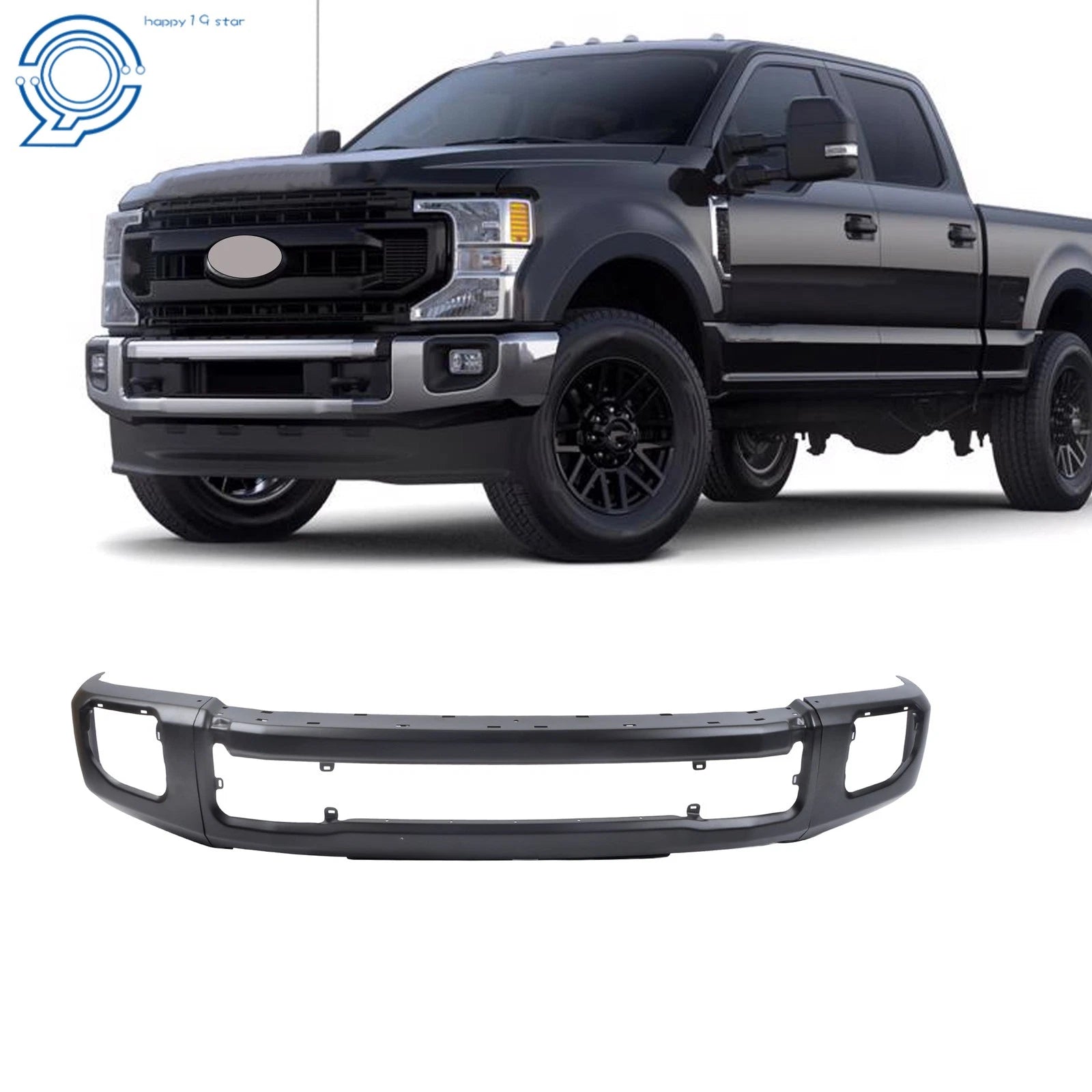 Black Steel Split Front Bumper for Ford F250 F350 (2020–2022) with Fog Light Holes