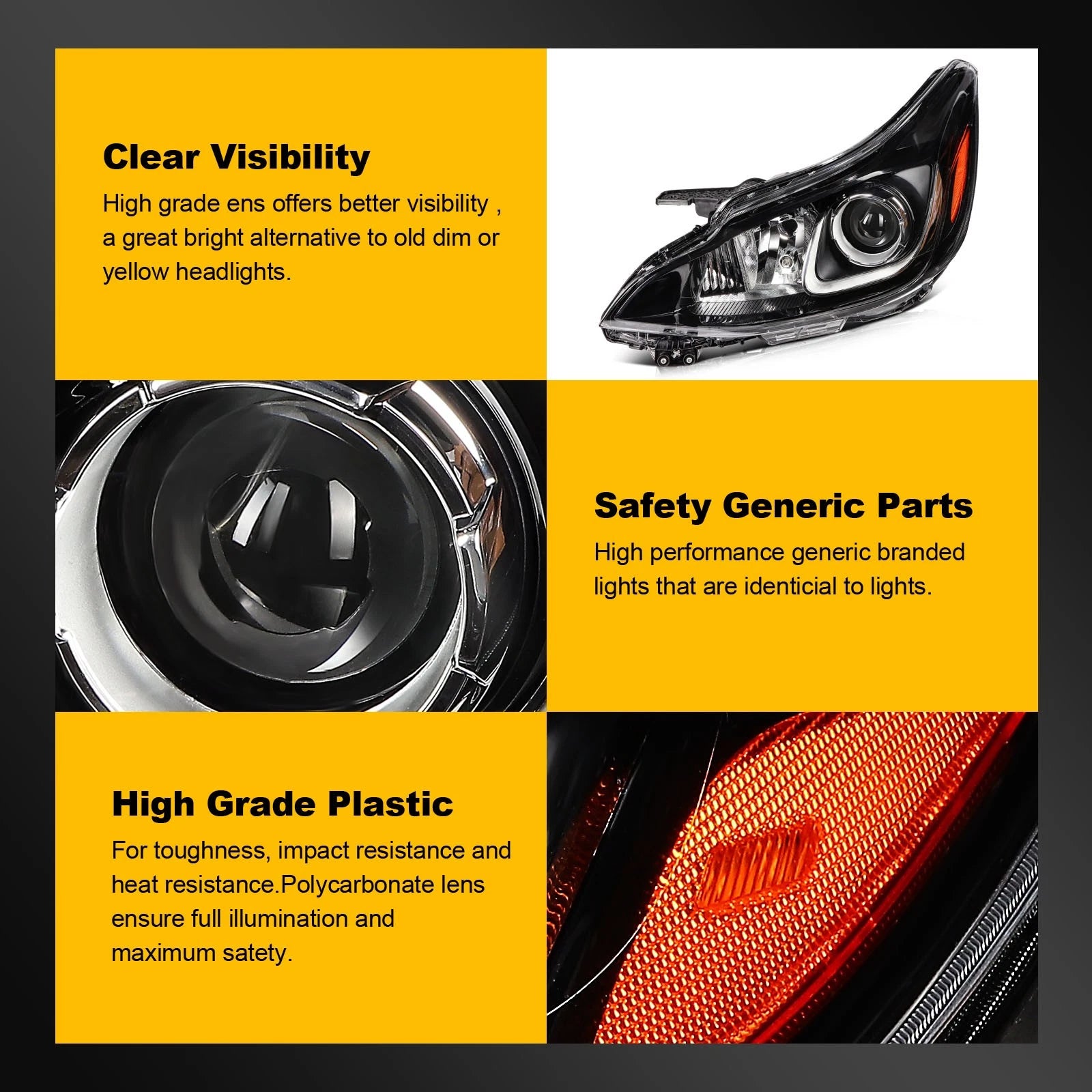 Left Side Headlight Assembly with Projector for Chevy Spark (2019–2022)