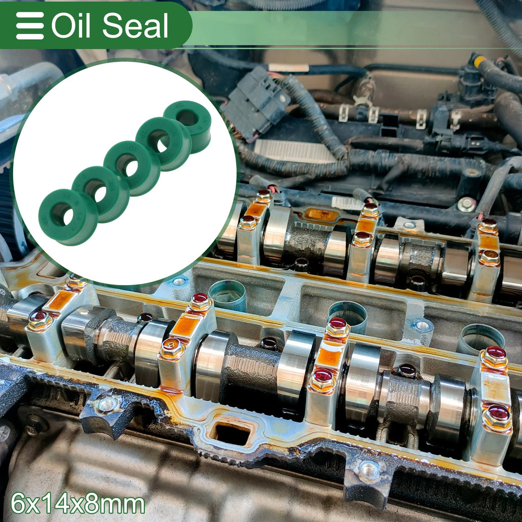 Set of 5 Oil Seal Rotary Shaft Seal 6x14x8mm High Pressure Green for Various Models