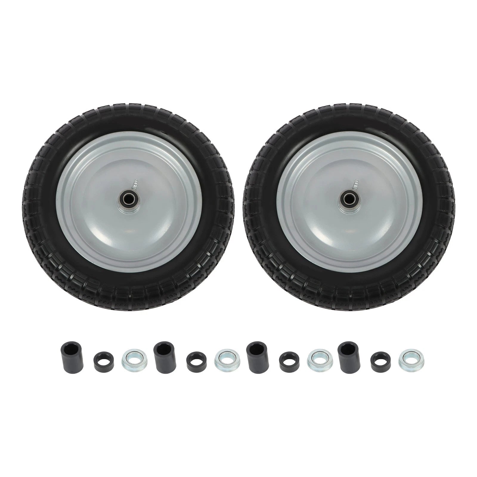 Set of 2 Solid Tires for 14.5x4-8 Wheels with Toothed Tread