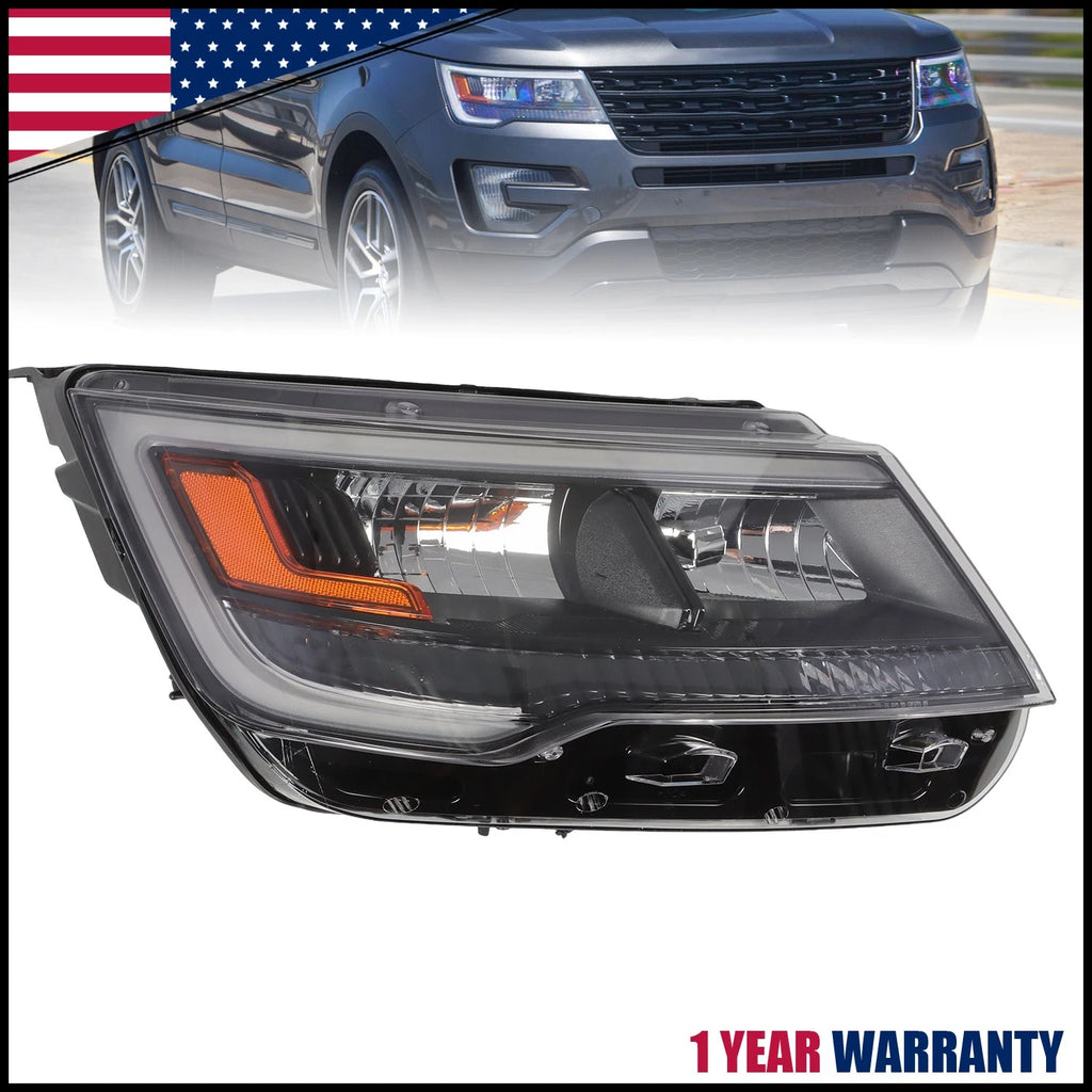 LED Headlight for Ford Explorer Sport (2016–2018) - Black Bezel, Passenger