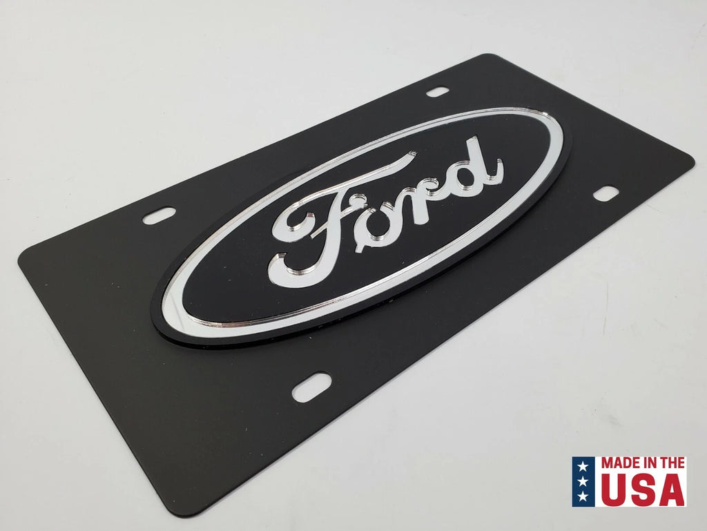 Tactical Metal Vanity License Plate Blacked Out Ford Emblem for F150 (2004–2020)